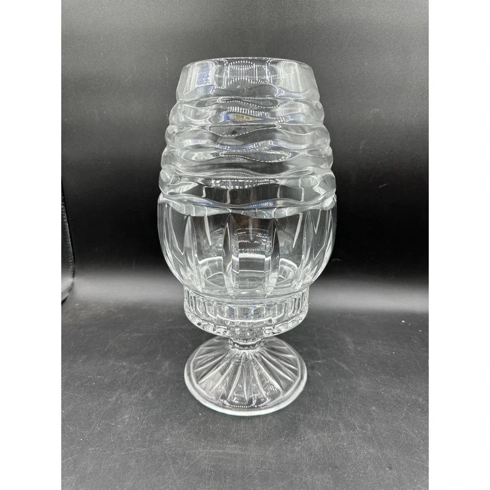 Vintage Mikasa Crystal Fairy Light Footed Pedestal Clear Textured Wave Ribbed